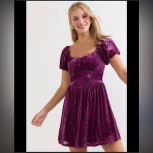 Francesca's Cecilia Velvet Jacquard Bow Back Mini Dress